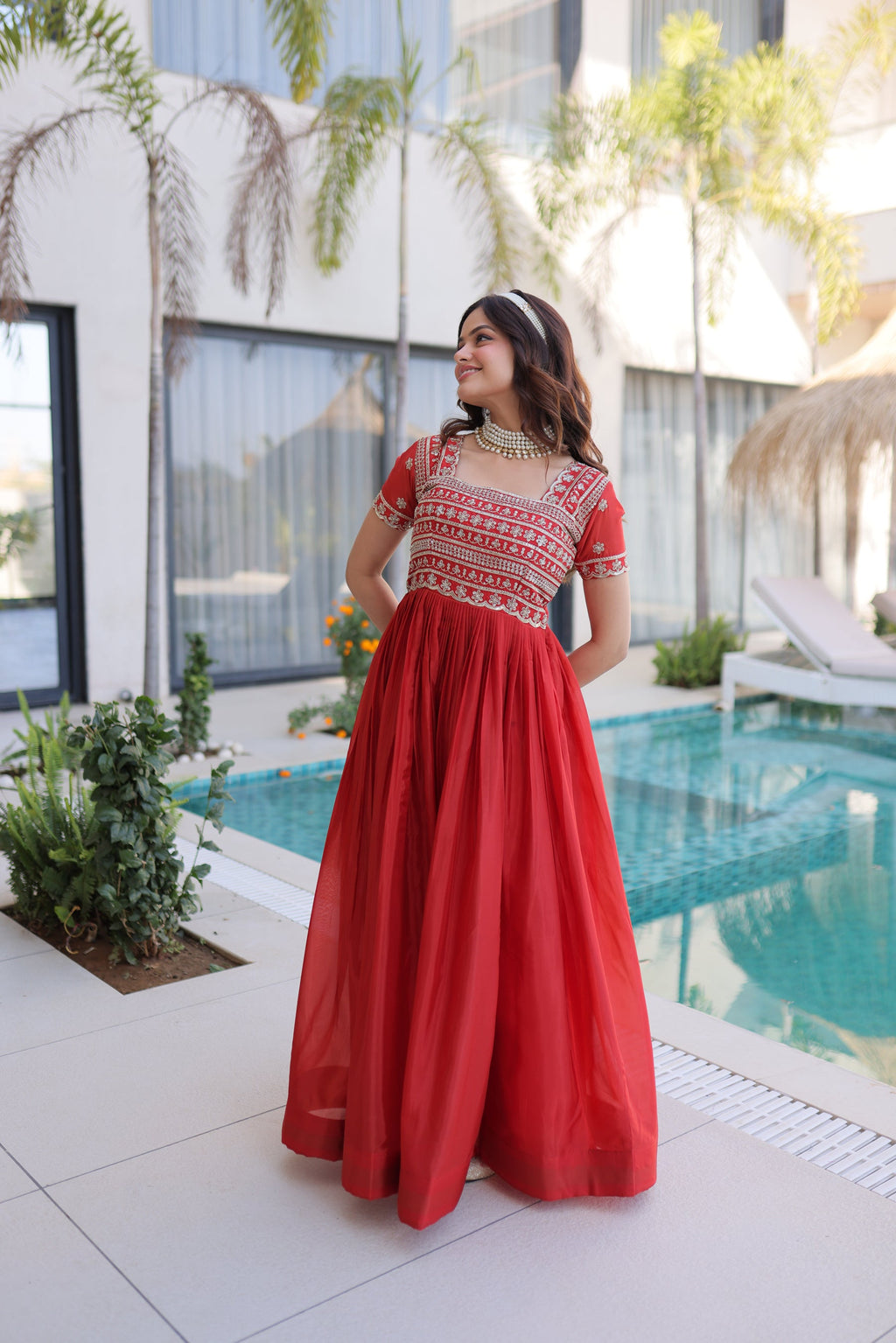 Lorenvalley Fashion Fenta H O Silk with Sequins & Zari with Pipe Beads Embroidered work Gown - Distacart