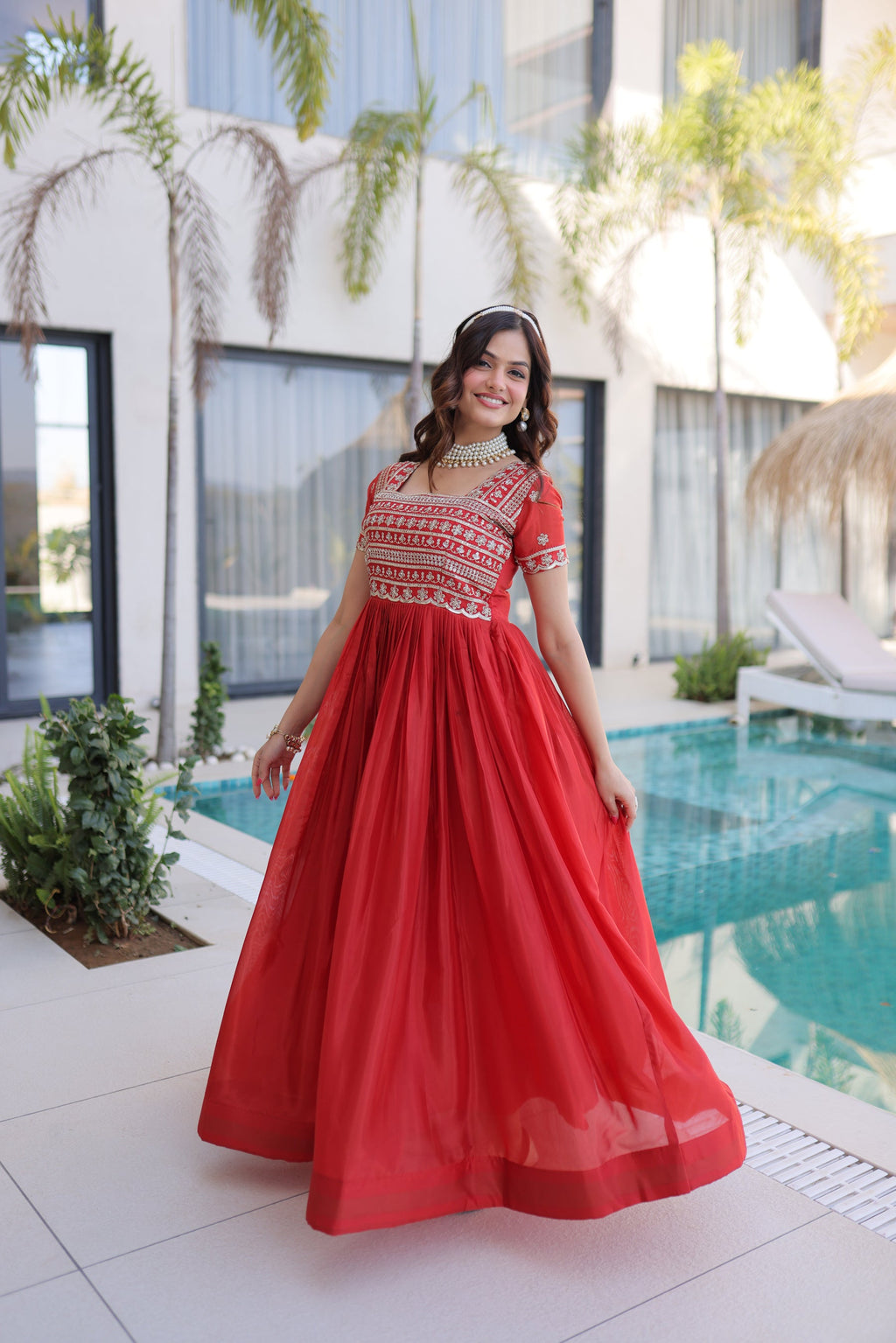 Lorenvalley Fashion Fenta H O Silk with Sequins & Zari with Pipe Beads Embroidered work Gown - Distacart
