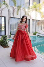 Lorenvalley Fashion Fenta H O Silk with Sequins & Zari with Pipe Beads Embroidered work Gown - Distacart