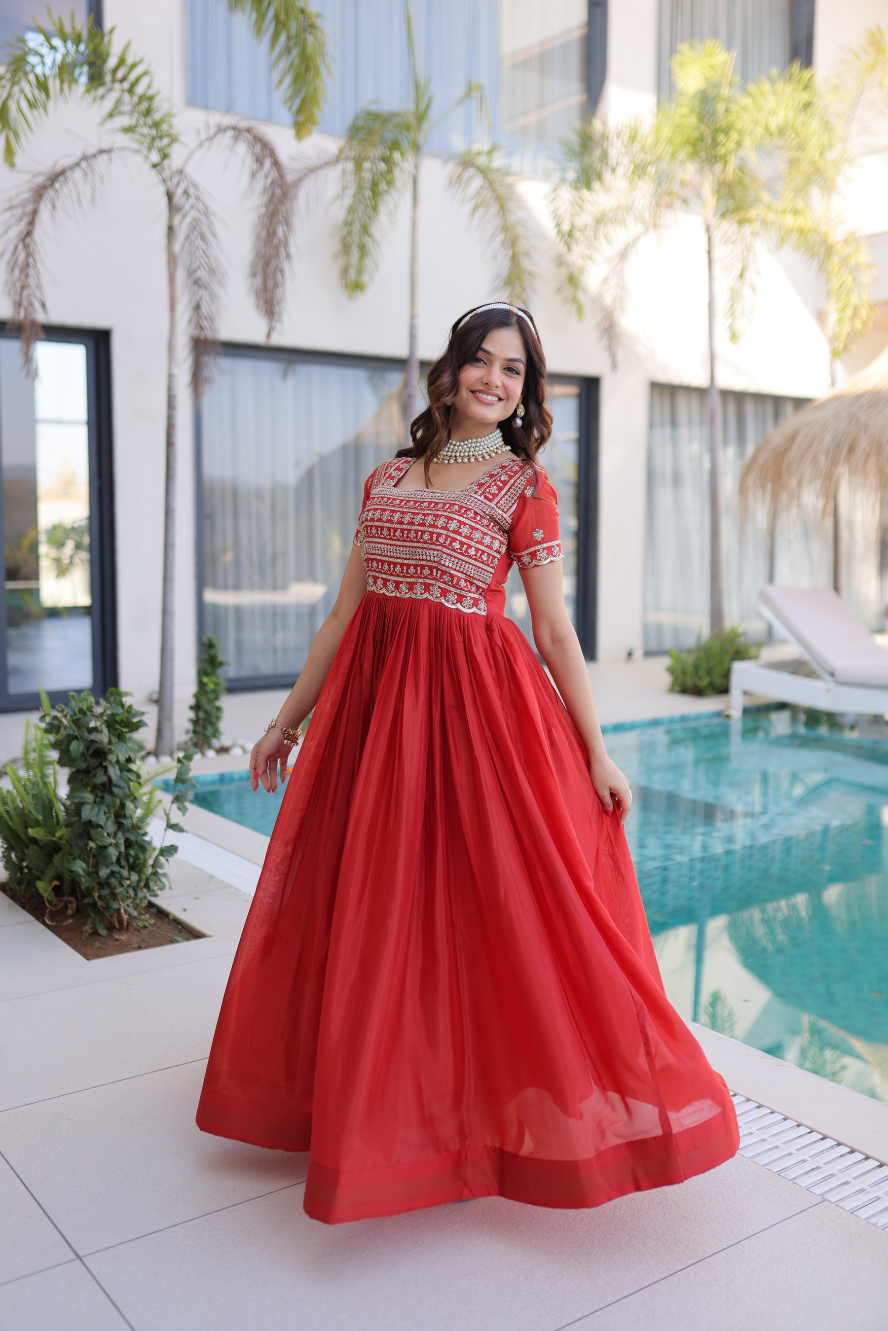 Lorenvalley Fashion Fenta H O Silk with Sequins & Zari with Pipe Beads Embroidered work Gown - Distacart