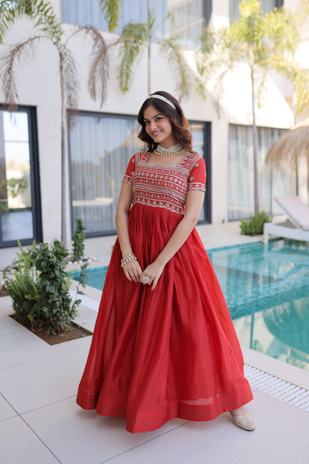 Lorenvalley Fashion Fenta H O Silk with Sequins & Zari with Pipe Beads Embroidered work Gown - Distacart