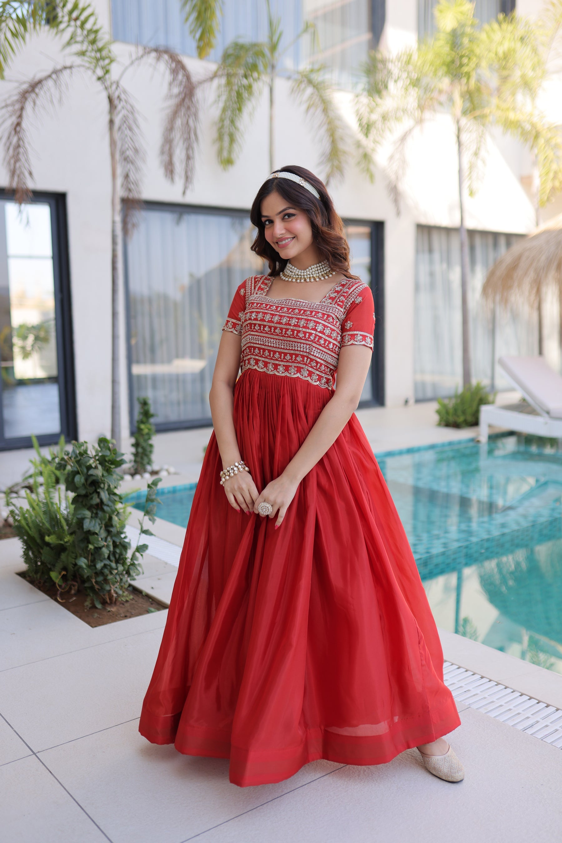 Lorenvalley Fashion Fenta H O Silk with Sequins & Zari with Pipe Beads Embroidered work Gown - Distacart