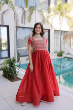 Lorenvalley Fashion Fenta H O Silk with Sequins & Zari with Pipe Beads Embroidered work Gown - Distacart