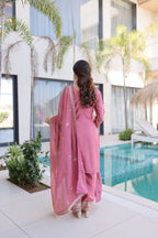 Lorenvalley Fashion Pink Ho Silk With Zari Multi & Thread Embroidered Work Kurta Pant With Dupatta - Distacart