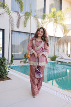 Lorenvalley Fashion Pink Salasa Fabric with Mirror & Lace work Kurta with Pant