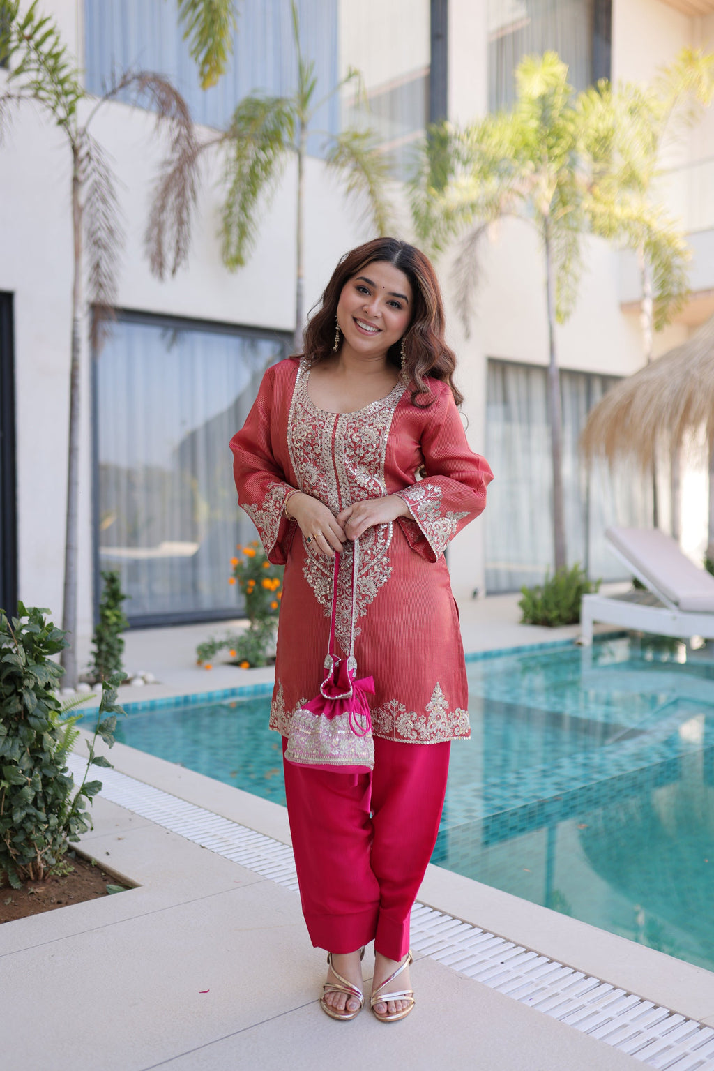 Lorenvalley Fashion Maroon Viscose with Sequins & Coding Zari Embroidered work Kurta Pant with Batwa - Distacart
