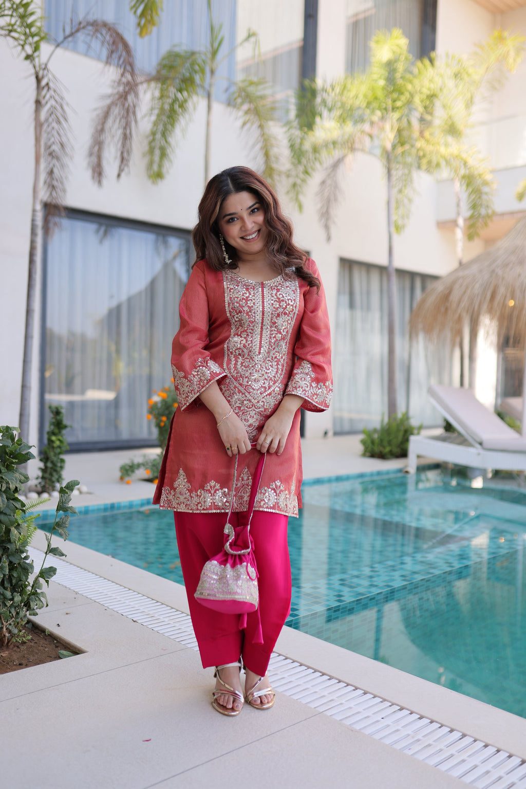 Lorenvalley Fashion Maroon Viscose with Sequins & Coding Zari Embroidered work Kurta Pant with Batwa - Distacart