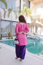 Lorenvalley Fashion Pink Viscose with Sequins & Coding Zari Embroidered work Kurta Pant with Batwa - Distacart