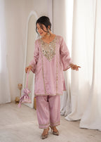 Lorenvalley Fashion Pink H O Silk with Real Mirror Embroidered work Kurta Pant with Batwa - Distacart