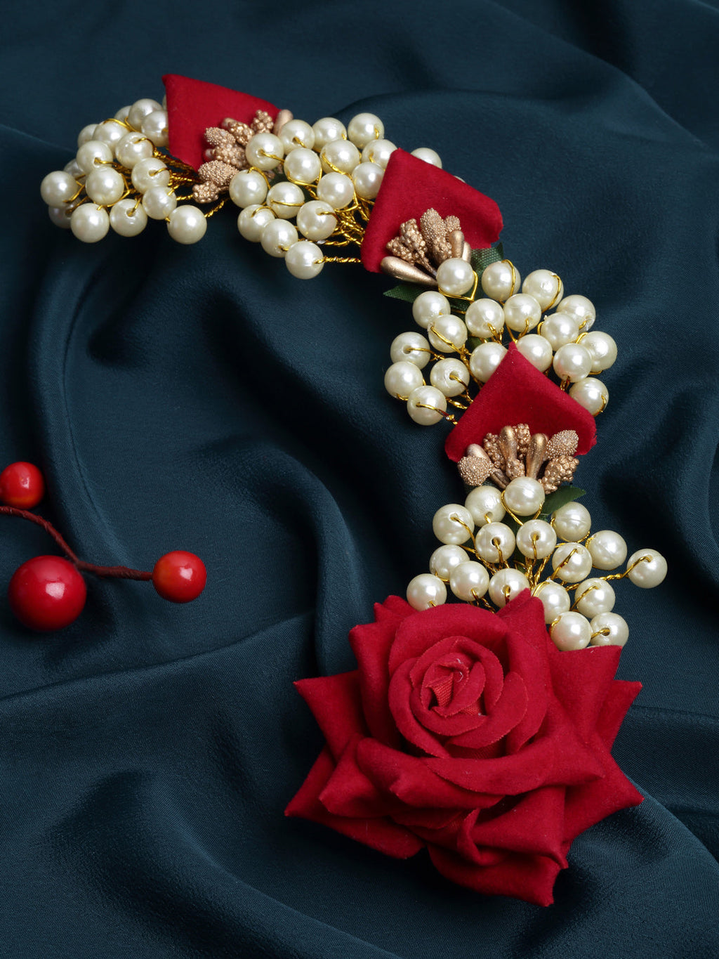Panash Women Gold-Toned & Red Embellished Hair Accessory Set of - Distacart