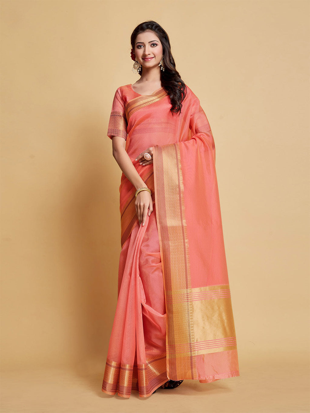 Sangria Woven Design Border Art Silk Banarasi Saree
