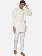 Sethukrishna Men Cream-Coloured Pure Cotton Kurta with Pyjamas - Distacart