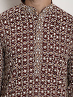 Sojanya Geometric Embroidered Mandarin Collar Kurta