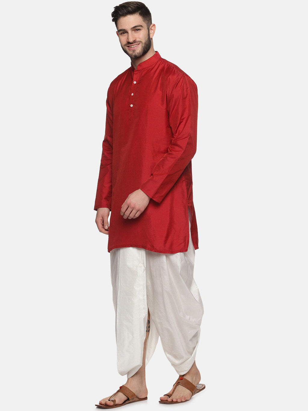 Sethukrishna Men Maroon Kurta with Dhoti Pants - Distacart