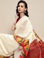 Saree Mall Off White Solid Chanderi Saree - Distacart