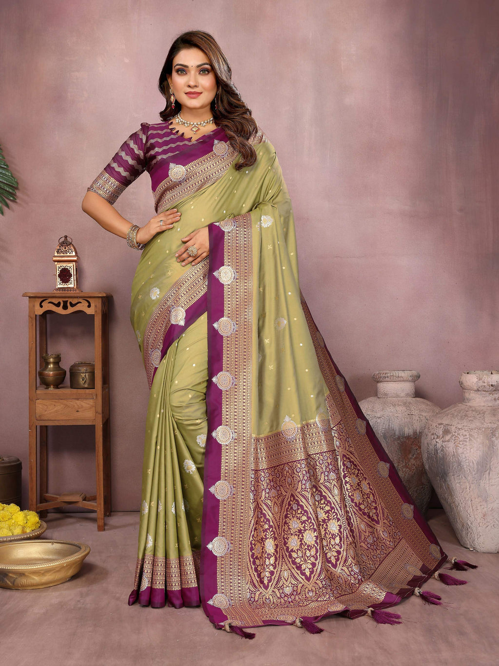 Aastha Fashion Pista Silk Sarees Weaving Saree - Distacart