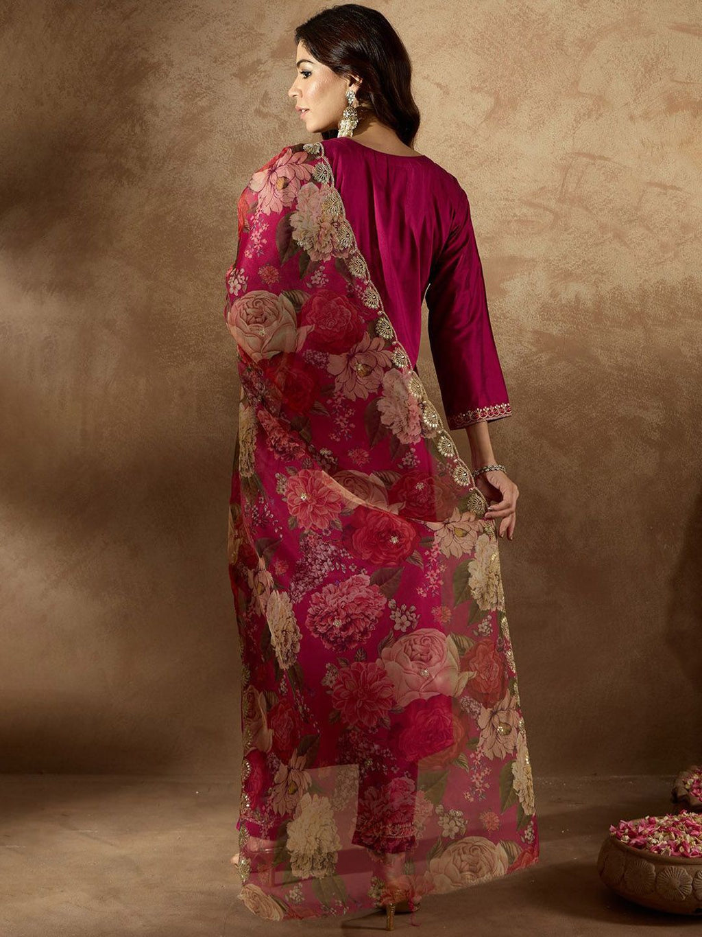 Indo Era Women Floral Embroidered Regular Kurta with Trousers & With Dupatta - Distacart