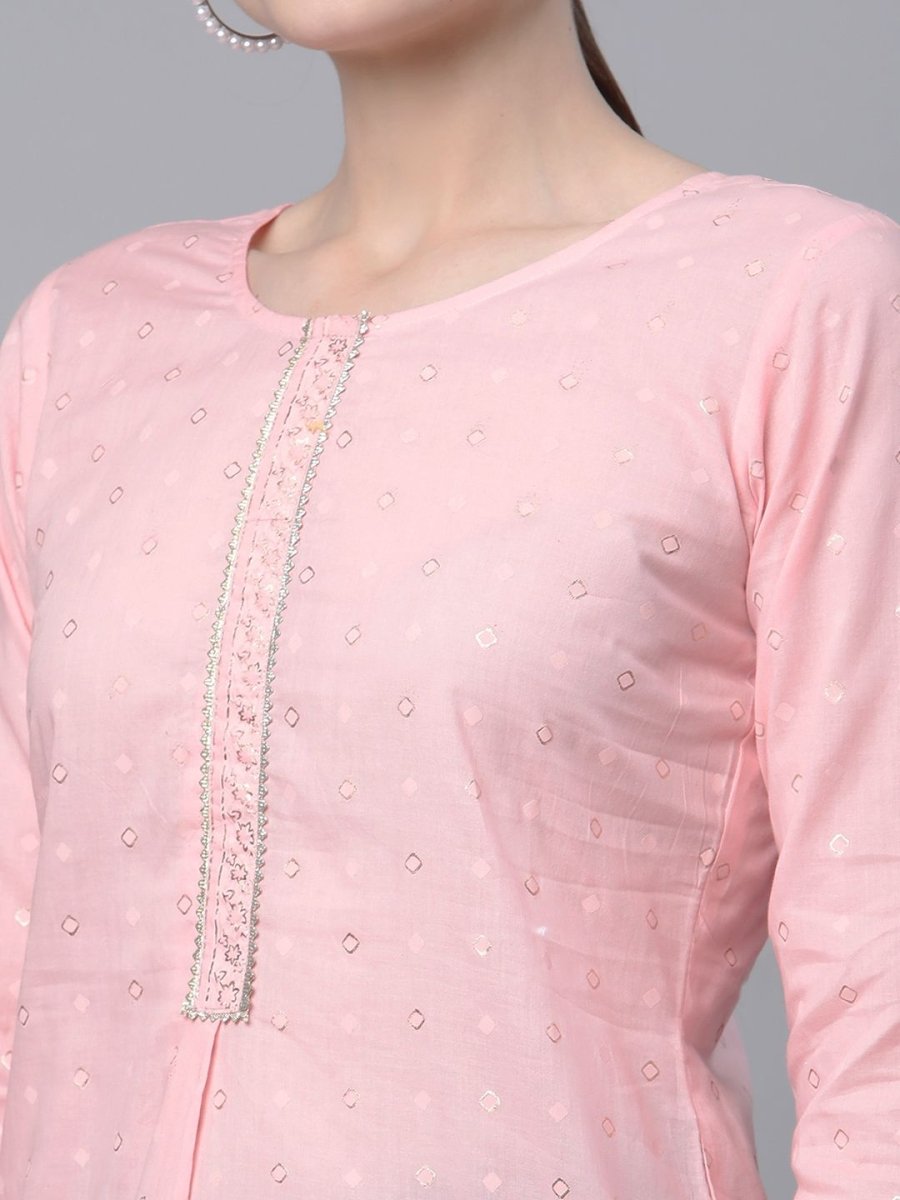 Ahalyaa Women Baby Pink Beautiful Pure Cotton Printed Tunic - Distacart