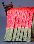 Shades of Peach Pink Floral Designbanaras Semi Silk Saree By Gayathri Reddy Designer Studio