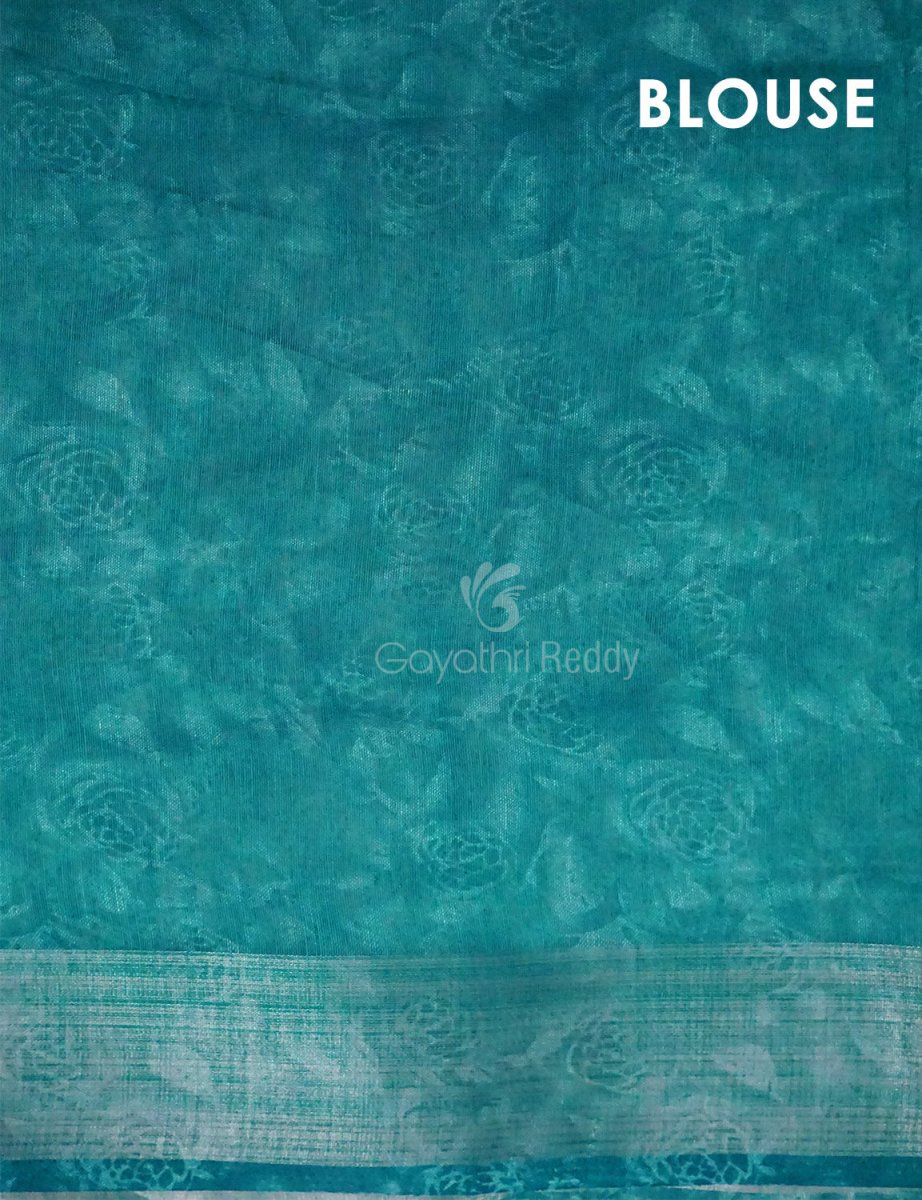 Baby Peach Floral Print Semi Chanderi Saree By Gayathri Reddy Designer Studio - Distacart