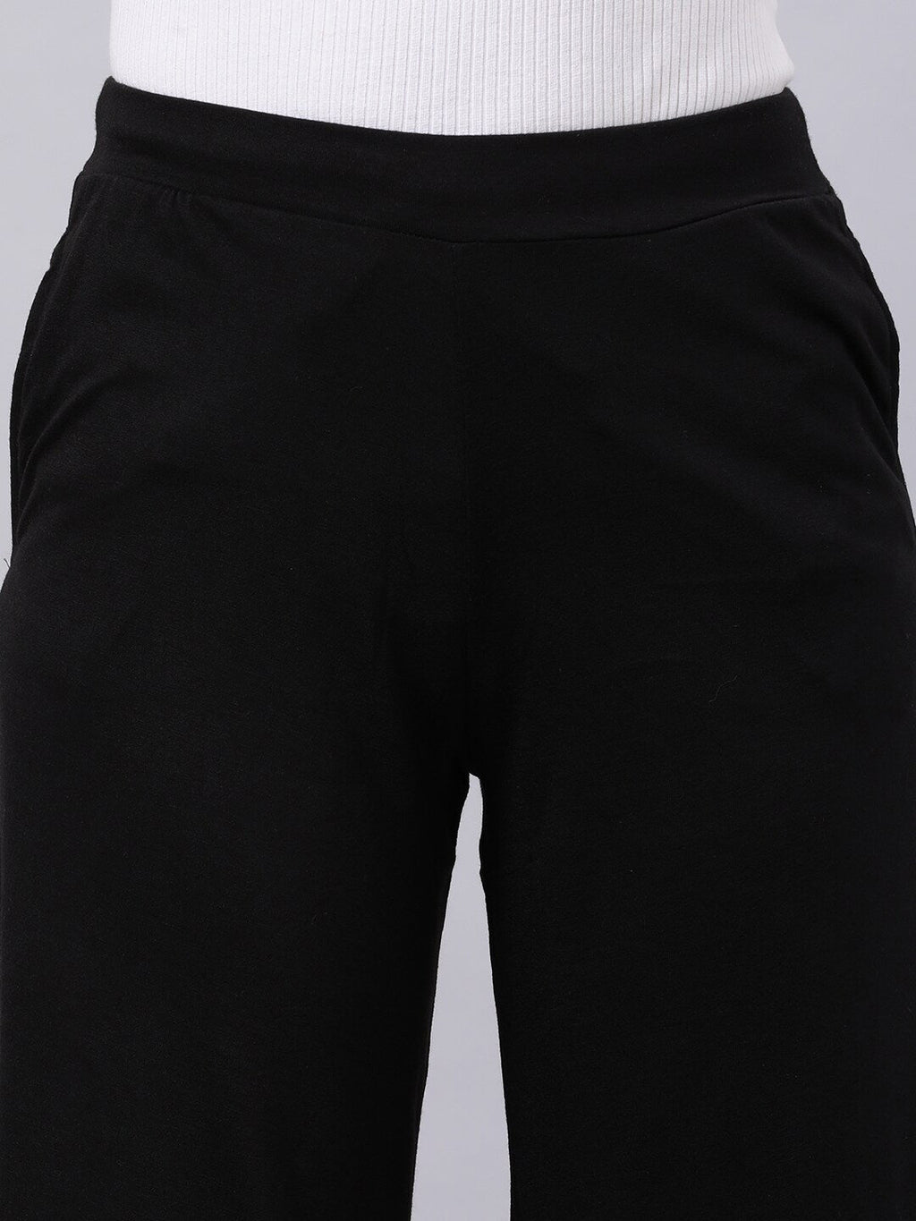Souchii Women Black Liva Solid Palazzos - Distacart