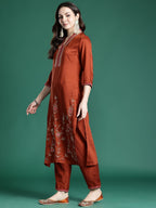 Indo Era Women Ethnic Motifs Embroidered Regular Sequinned Kurta with Trousers & With Dupatta - Distacart