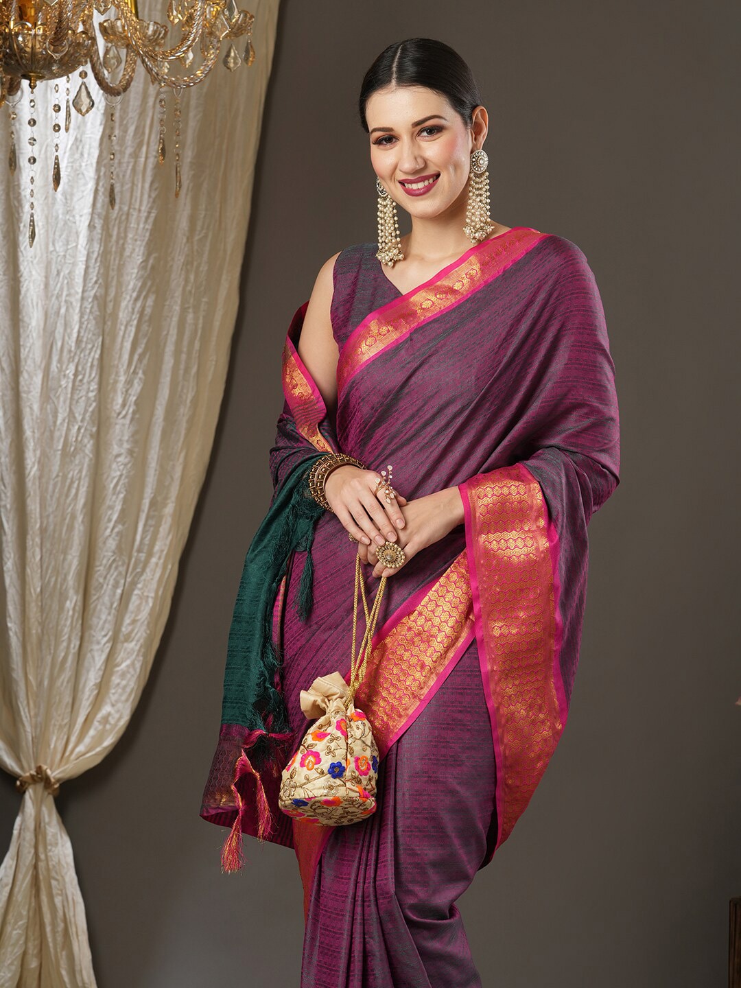 Saree Mall Woven Design Zari Festive Sarees - Distacart