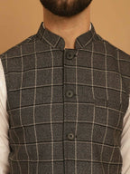 Even Apparels Nehru Jacket With Welt Pockets - Grey