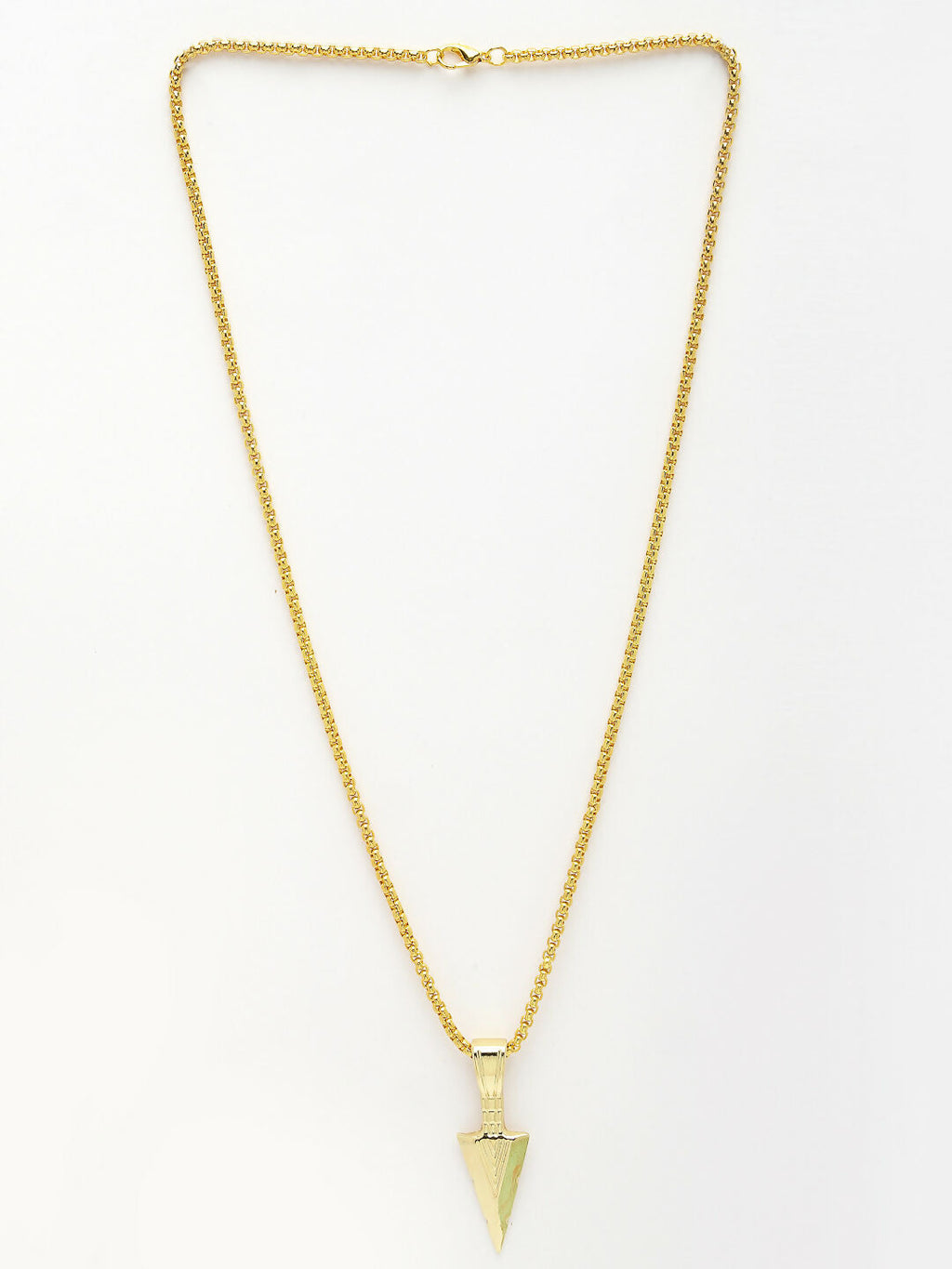 NVR Men's Gold-Polished Arrow-Shaped Pendant With Chain