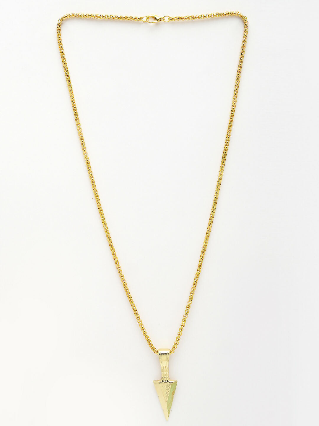 NVR Men's Gold-Polished Arrow-Shaped Pendant With Chain