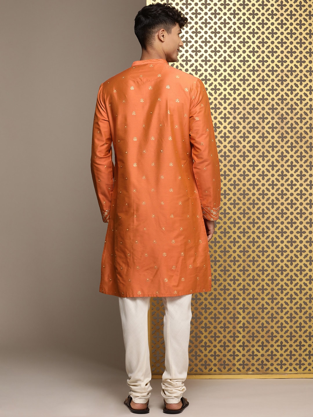 House of Pataudi Jashn Ethnic Motifs Yoke Design Sequinned Kurta