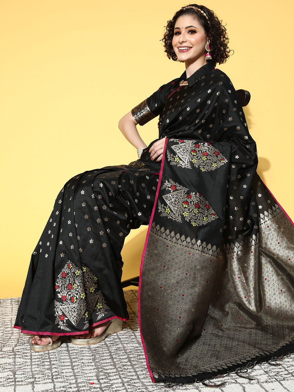 Saree Mall Ethnic Motifs Saree with Solid Border - Distacart