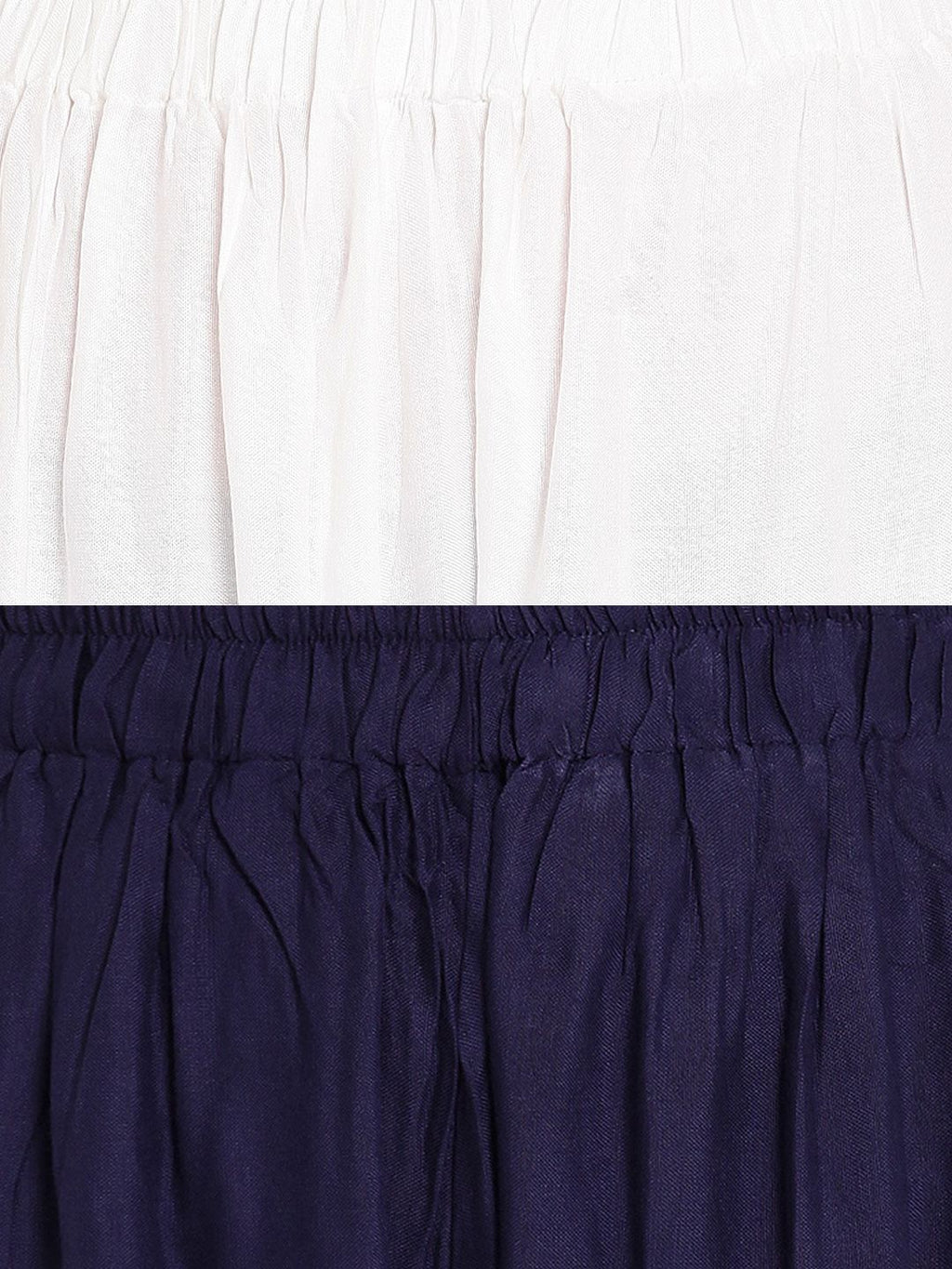 TAG 7 Women Pack Of 2 White & Navy Blue Solid Flared Palazzos