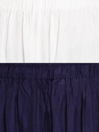 TAG 7 Women Pack Of 2 White & Navy Blue Solid Flared Palazzos