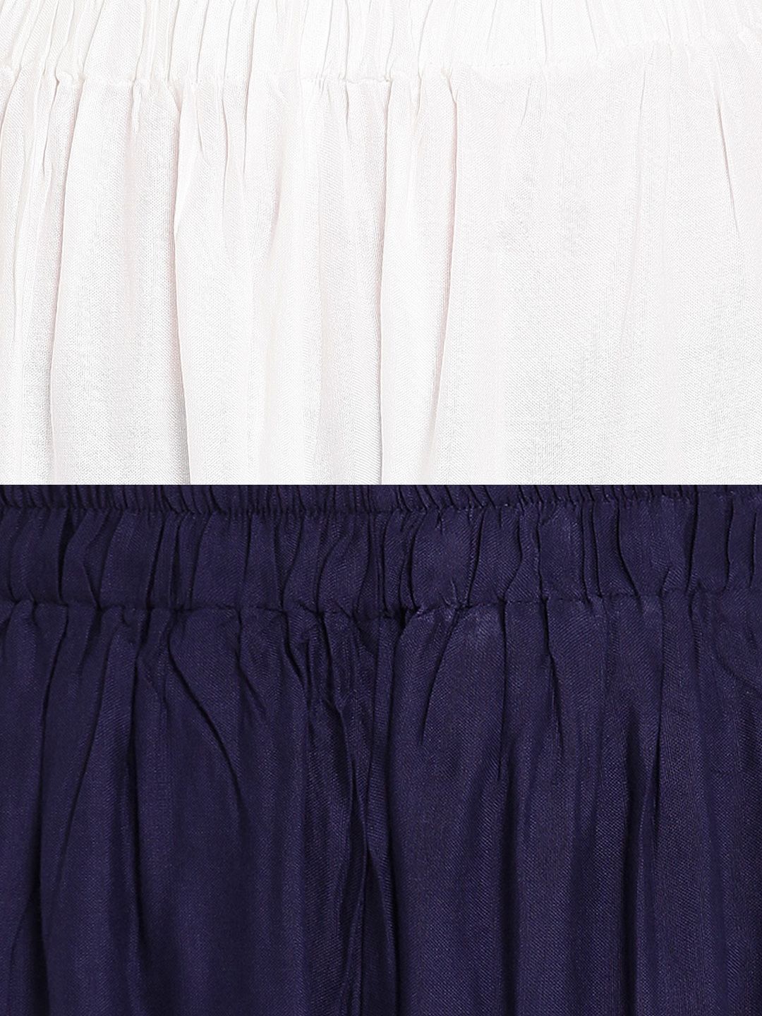 TAG 7 Women Pack Of 2 White & Navy Blue Solid Flared Palazzos