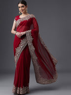 kasee Embroidered Poly Georgette Saree - Distacart