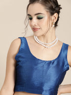 Saree Mall Blue Floral Sequinned Linen Blend Chanderi Saree - Distacart
