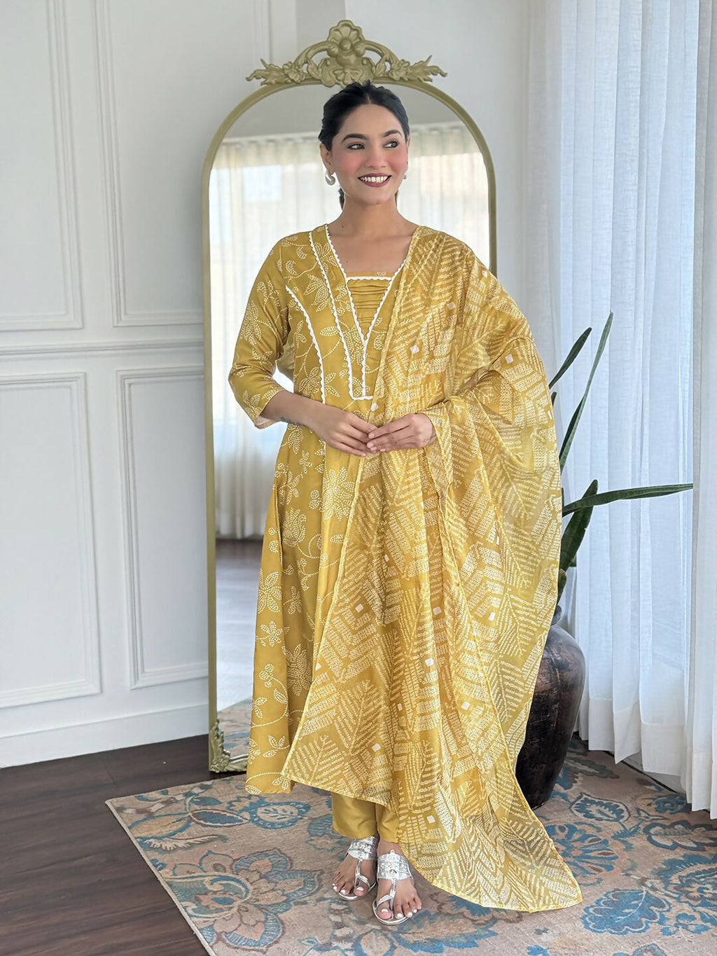 The52 Women's Beautiful Rayon Fabric Printed Work A-Line Kurta Pant and Dupatta Set - Distacart