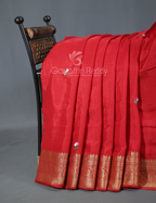 Vibrant Bright Red With Floral Motifs Pure Dola Silk Saree By Gayathri Reddy Designer Studio