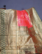Shades of Peach Pink Floral Designbanaras Semi Silk Saree By Gayathri Reddy Designer Studio