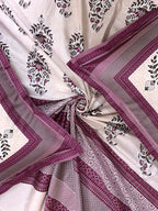 BELLA CASA Pink & White 350TC Ethnic Motifs Pure Cotton King Bedsheet with 2 Pillow Covers