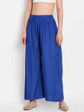 TAG 7 Women Blue Solid Palazzos