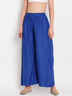 TAG 7 Women Blue Solid Palazzos