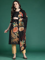 Indo Era Women Floral Printed Pure Cotton Kurta with Trousers & With Dupatta - Distacart