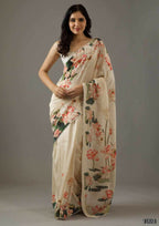 Partywear Designer Cream Bright Moss Fancy Saree - Durga