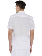 Ramraj Cotton Mens Cotton Linen Half Sleeve White Shirt