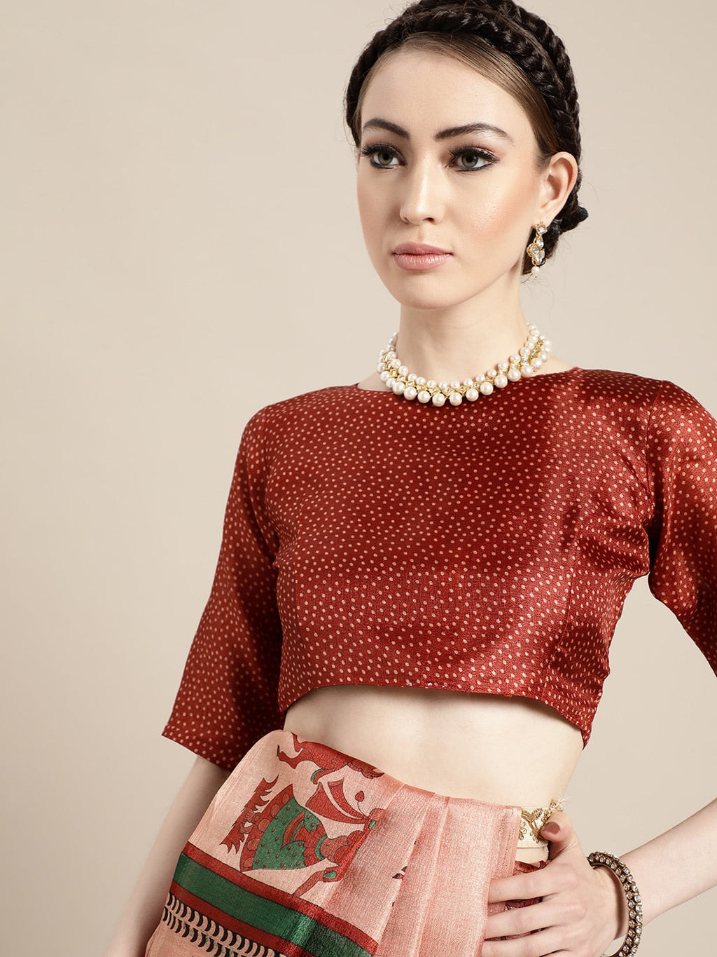 Saree Mall Saree Mall Trendy Peach and Maroon Art Silk Saree