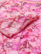 Souchii Beautiful Pink & peaches N Cream Floral Layered Chiffon Midi Dress - Distacart