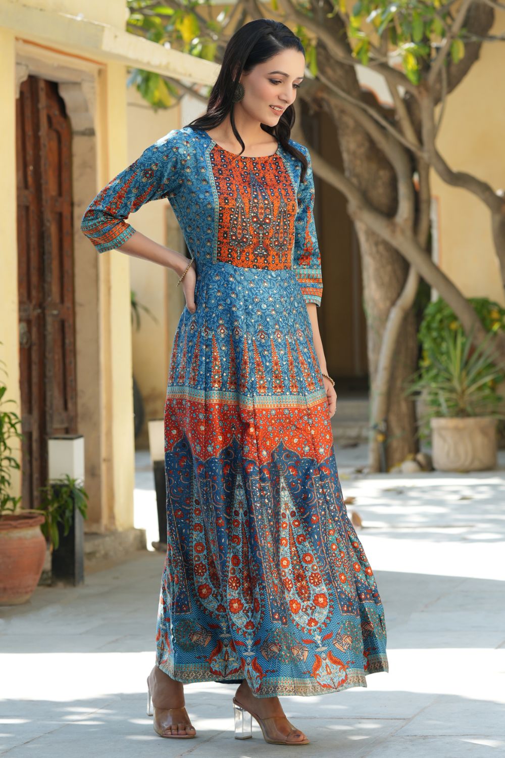Juniper Womens Teal Dull Satin Floral Print Maxi Dress - Distacart