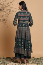 Juniper Women's Jadegreen Georgette Printed Layered Dress - Distacart